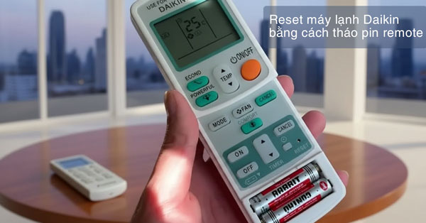 eset máy lạnh Daikin bằng cách tháo pin remote